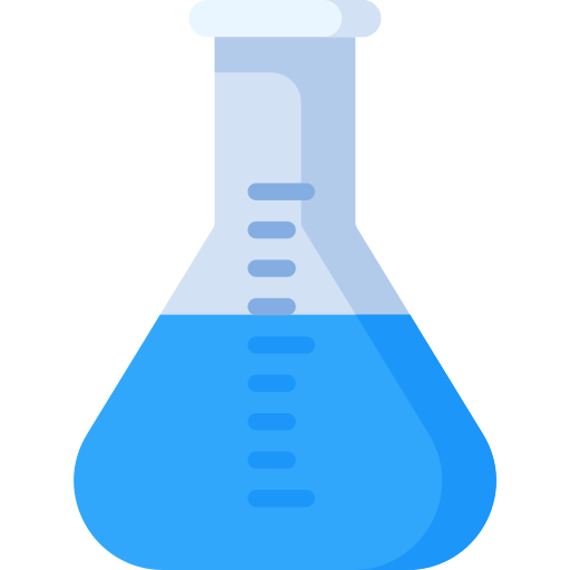 icon of conical flask containing ultrasonic cleaning chemicals